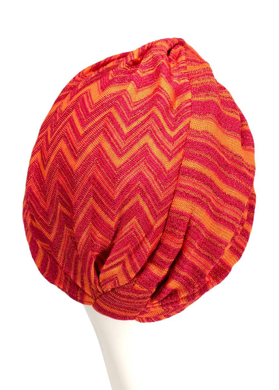 Missoni Red and Orange Glitter Knit Turban