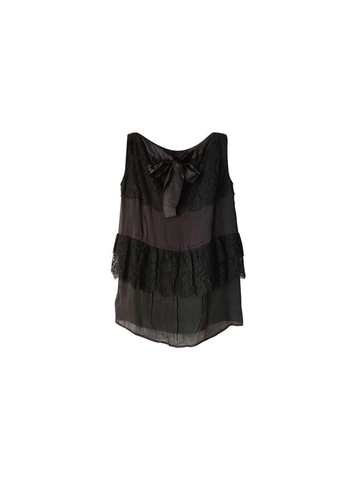 Black satin & lace sleeveless top
