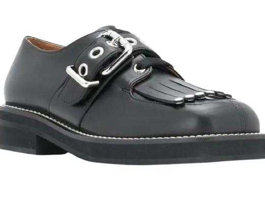 Marni Black Leather Buckle Detail Loafers