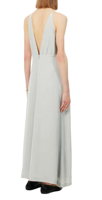 Toteme Plunge-Neck Gathered Silk Maxi Dress