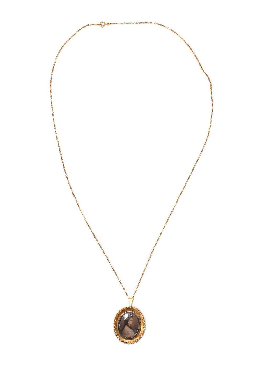 Bespoke 18ct Gold Victorian Diamond Portrait Pendant Necklace