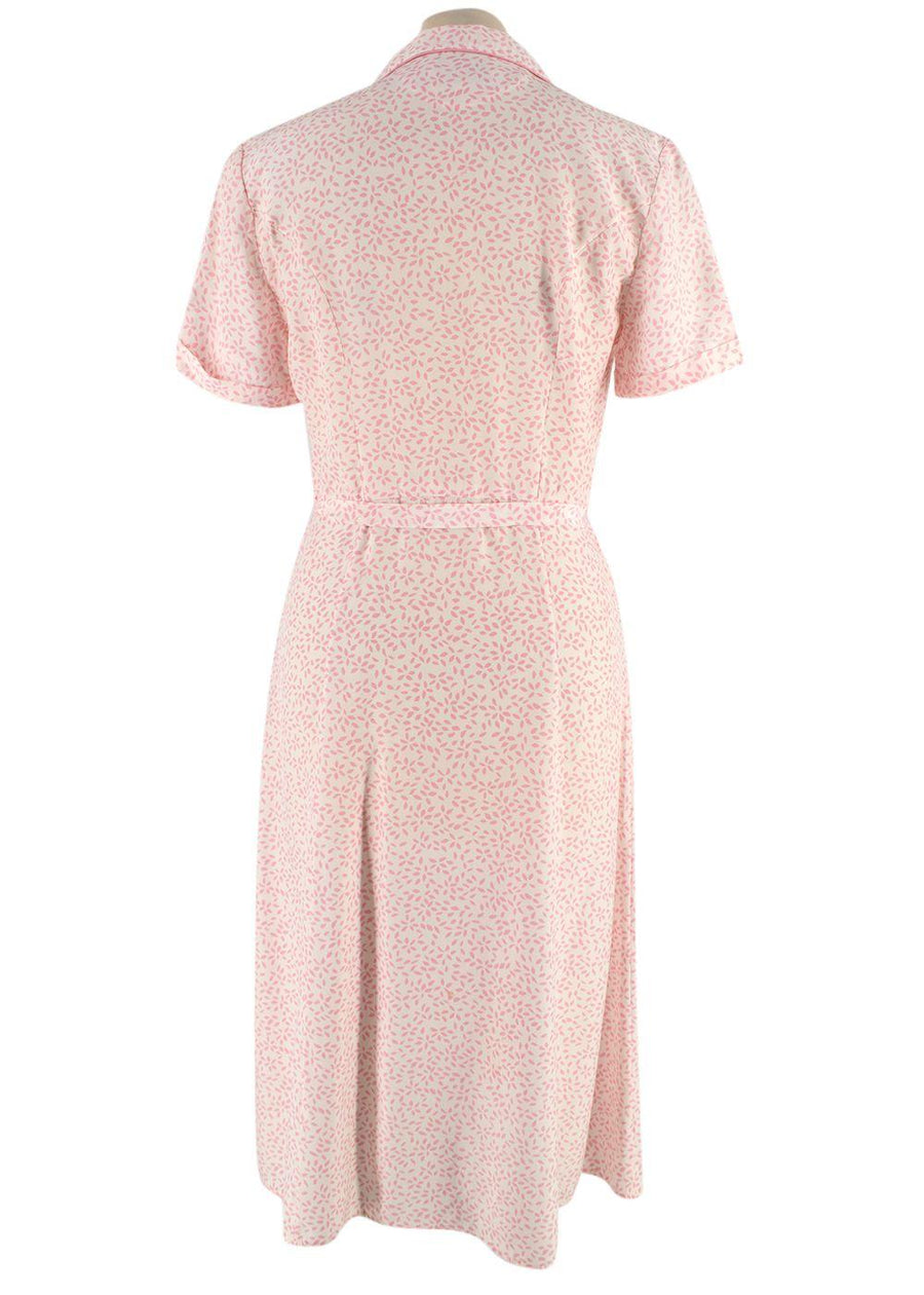 HVN Maria Light Pink Belted Printed Silk Dress