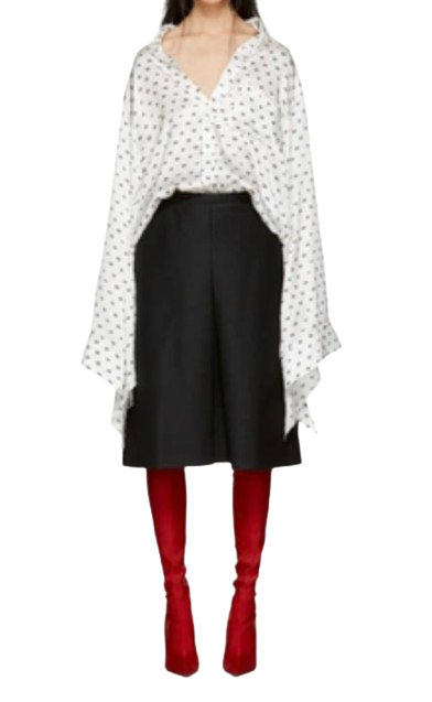 Balenciaga Ivory Monogram Silk Oversized Shirt