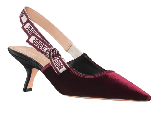 Dior Burgundy Velvet Sling Back Sandals