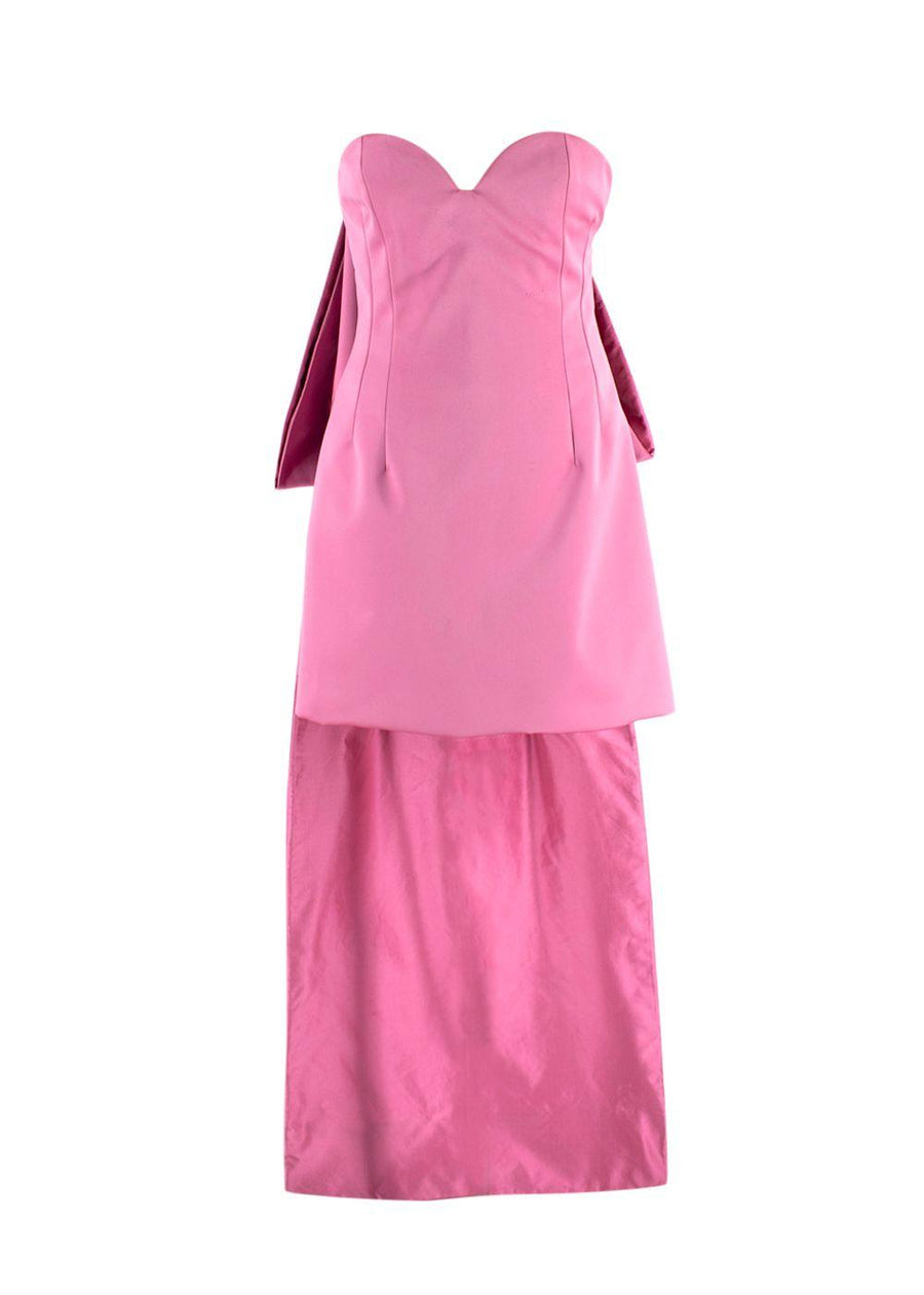 Lanvin Pink Satin Mini Dress with Train Detail