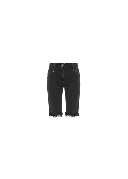 Black denim cut-off bermuda shorts