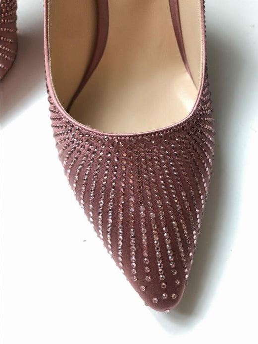 Jimmy Choo Satin Shooting Crystals Guava Romy 85 Pumps