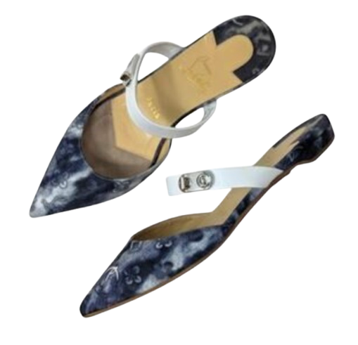 Denim Choc Lock Pointed Mules
