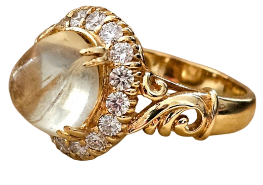 Bespoke Vintage Quartz and Diamond Cluster Ring