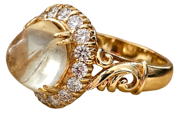Bespoke Vintage Quartz and Diamond Cluster Ring