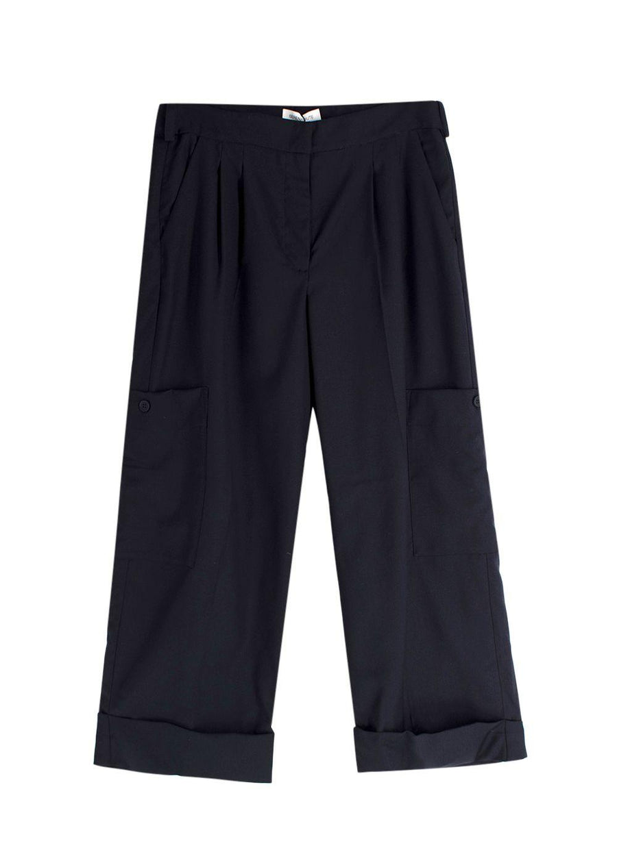 Serena Bute Navy Wool Tapered Cargo Trouser