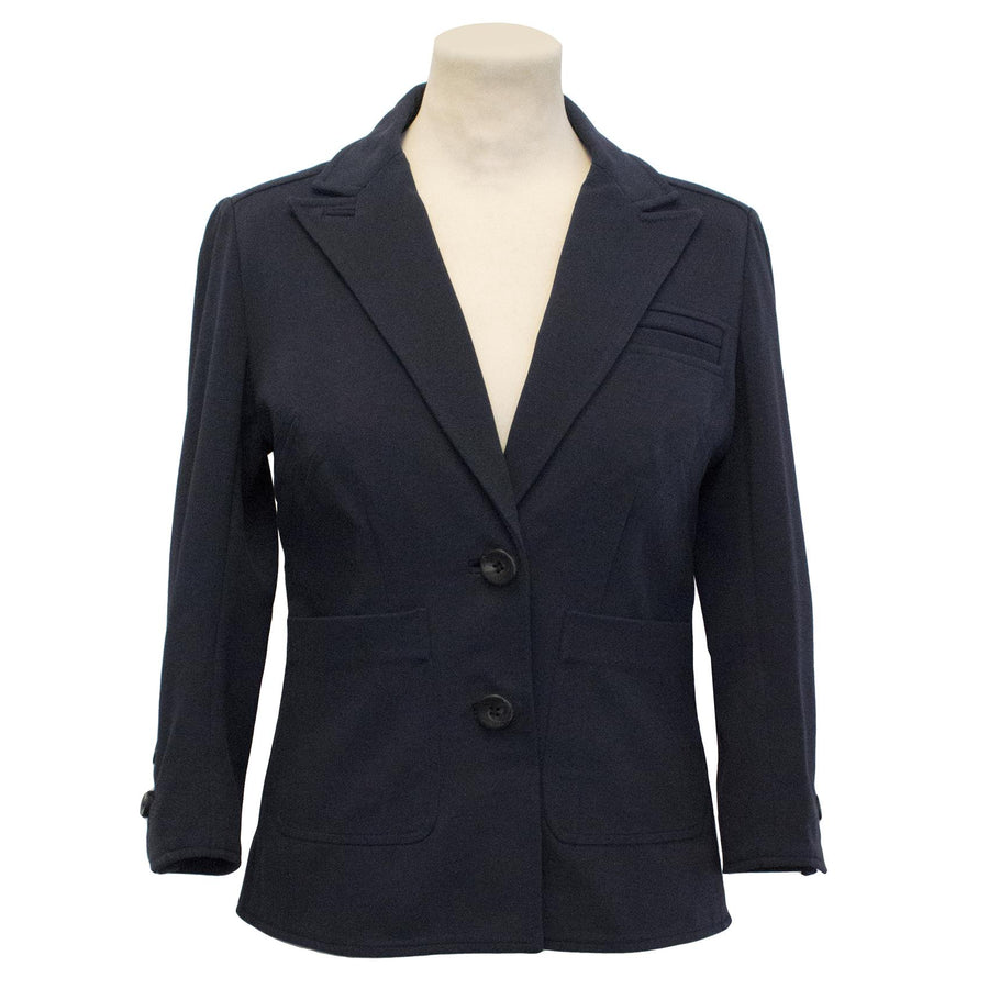 Diane Von Furstenberg Navy Cropped Sleeve Blazer