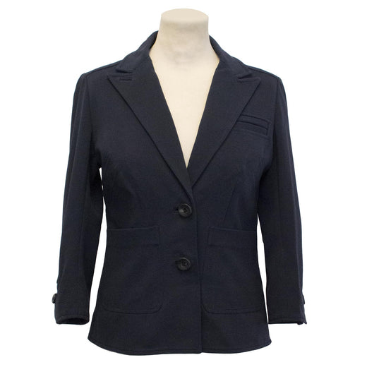 Diane Von Furstenberg Navy Cropped Sleeve Blazer