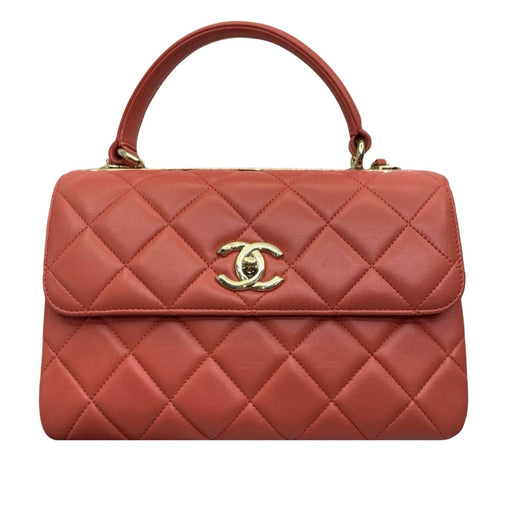 Small Orange Lambskin Trendy CC Flap Bag