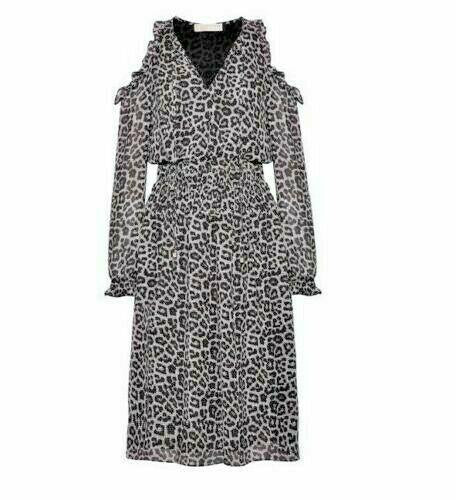 Michael Michael Kors Cold-shoulder printed chiffon midi dress