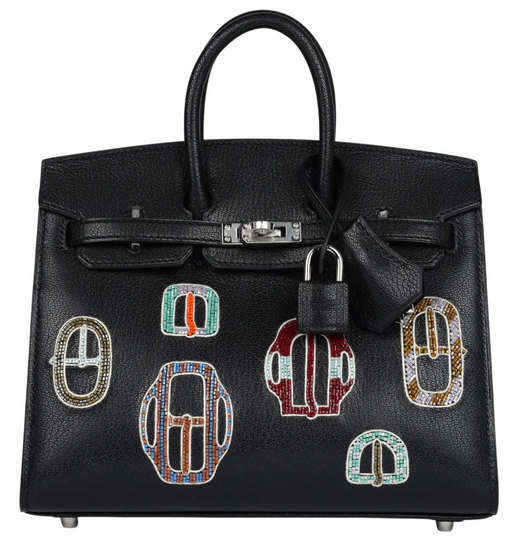 Hermès Birkin 20 Sellier "Bouclerie Moderne Casaque" Chèvre Chamkila Noir with Palladium Hardware