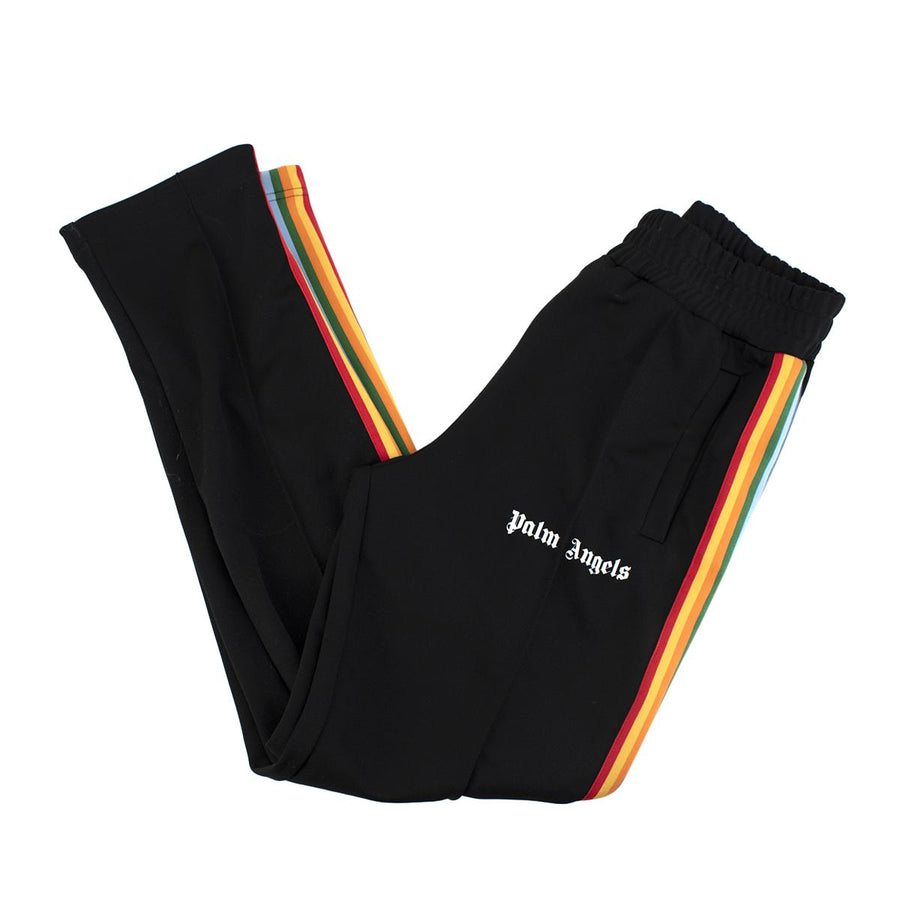 Palm Angels Black Rainbow Side Straps Track Pants
