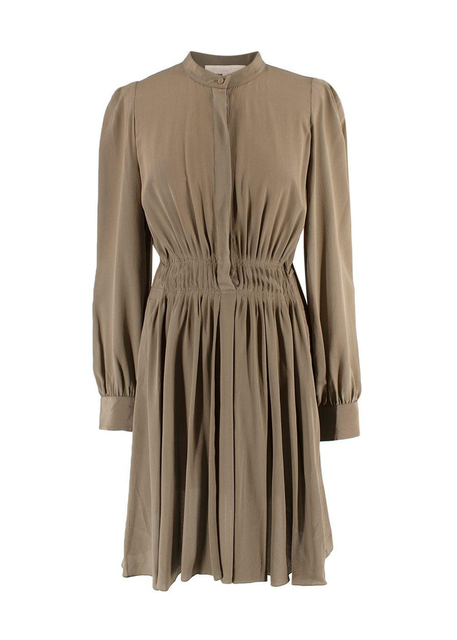 Vanessa Bruno Khaki Belted Silk Shirt Dress