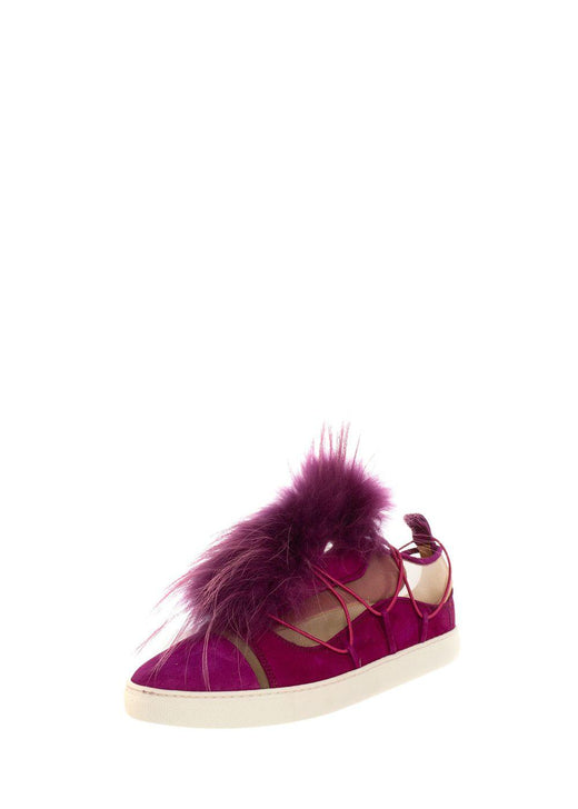 Mesh Raccoon Fur Trim Sneakers