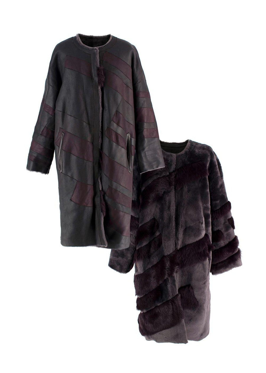 Liska Purple Reversible Lambskin / Fur Coat