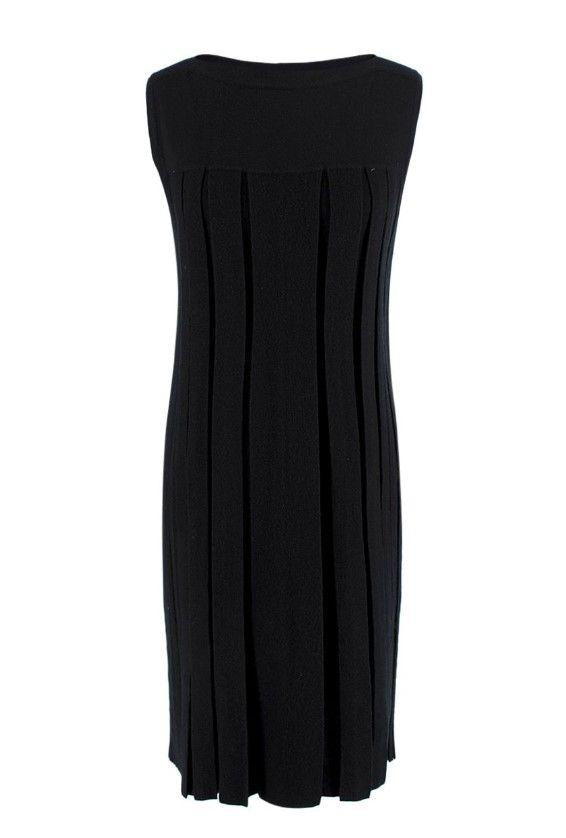 Hermes Black Cashmere Knit Pleated Dress
