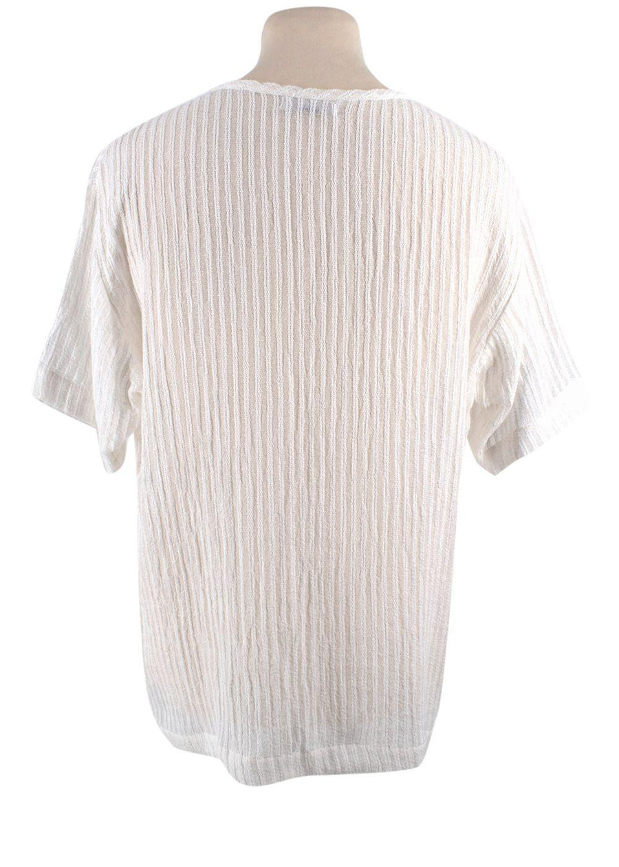 Commas White Linen Blend T-Shirt
