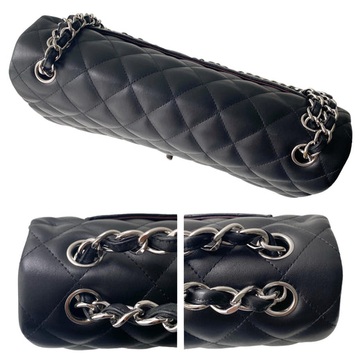 Black Lambskin Jumbo Double Flap Bag
