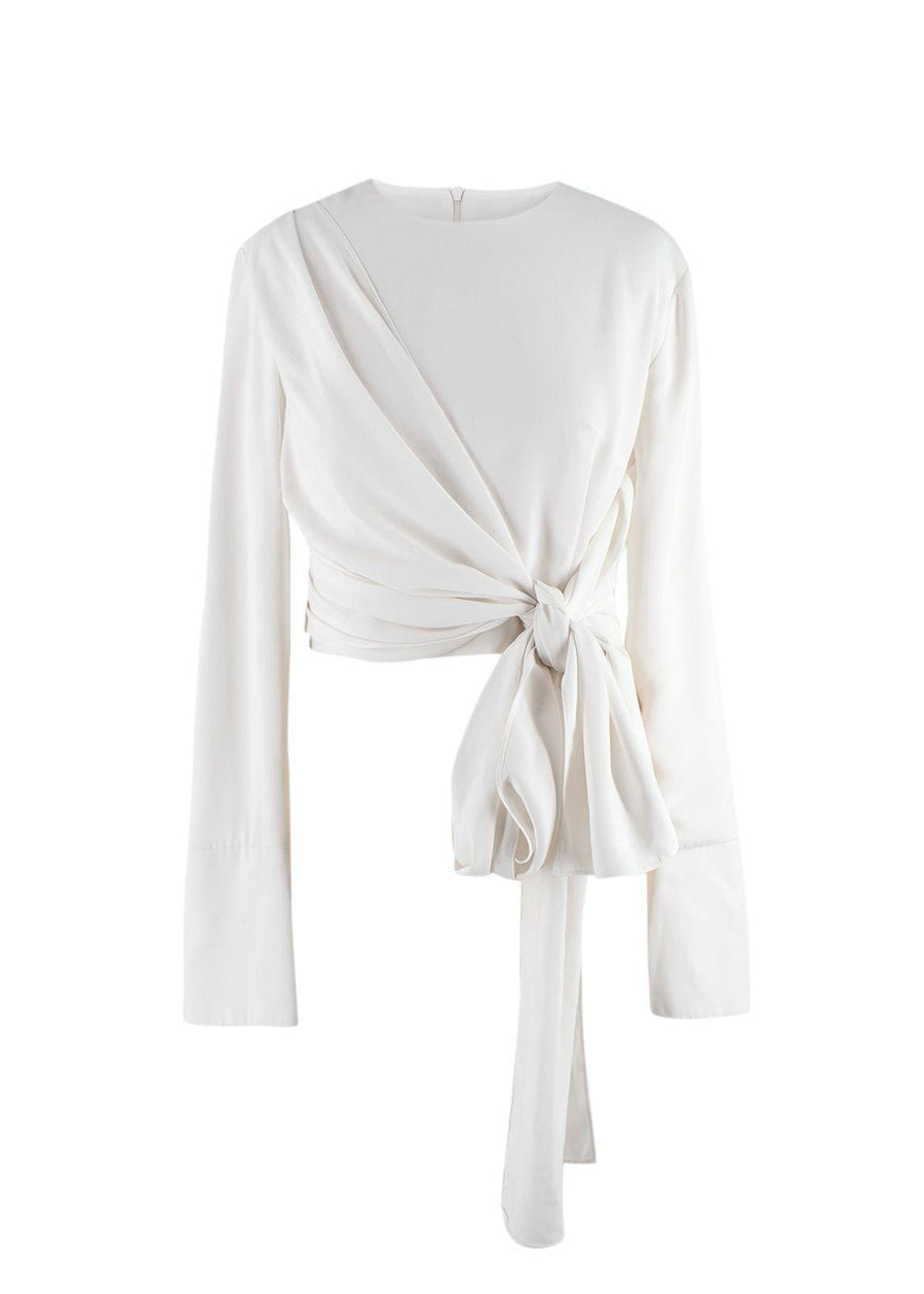 16Arlington White Long Sleeve Bow Tie Blouse