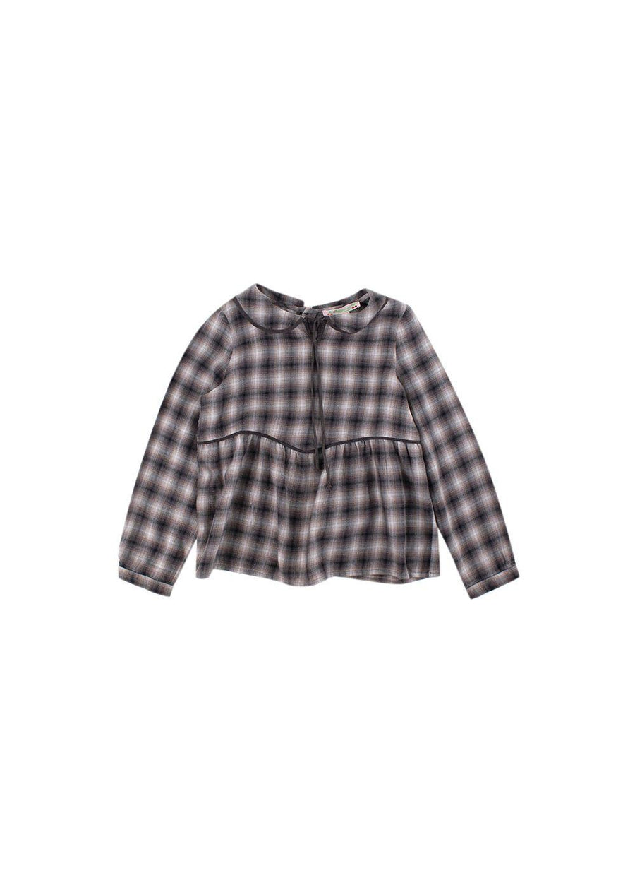 Kids 6Y Grey Monochrome Check Lurex Woven Top