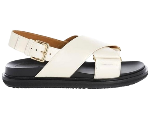 Marni Ivory Leather Flat Sandals