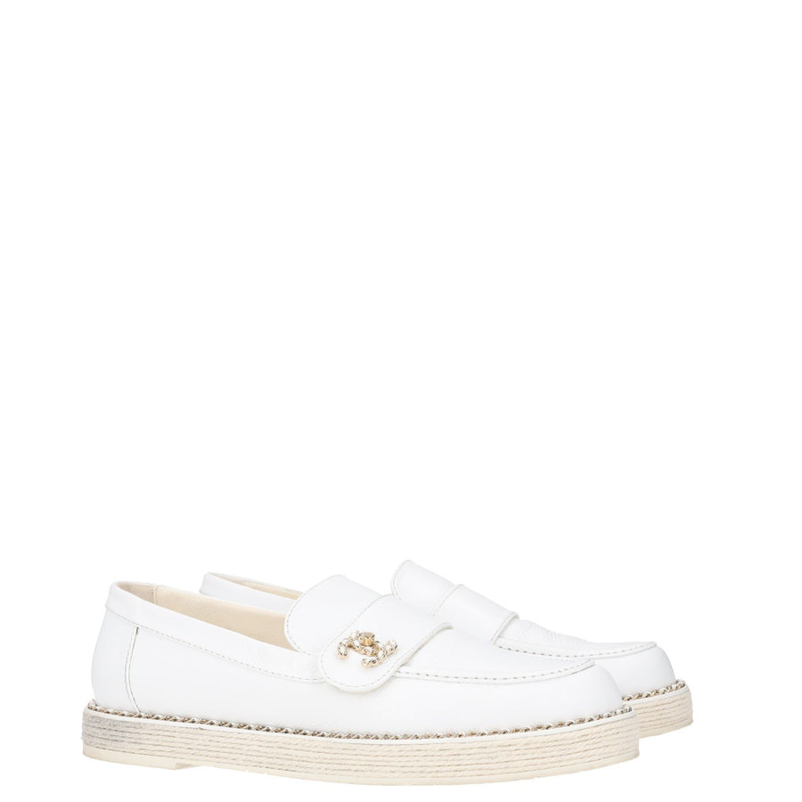 Chanel Interlocking CC Logo Leather Loafers