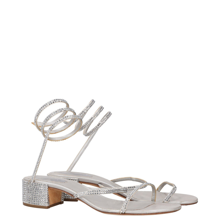 Rene Caovilla Cleo Crystal-embellished Satin Sandals