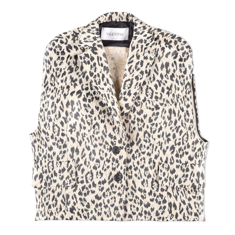 Valentino Garavani Leopard Print Sleeveless Jacket