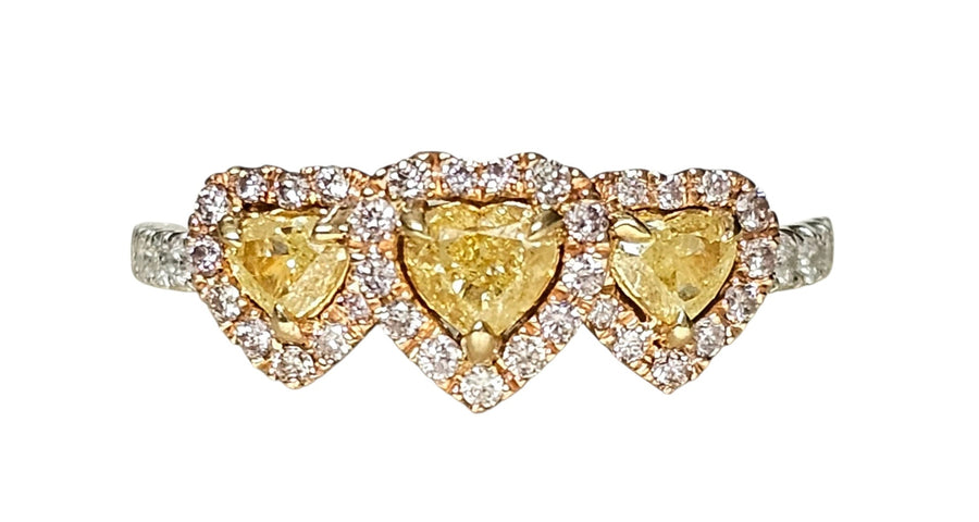 Yellow Diamond Trilogy Ring 14ct Gold