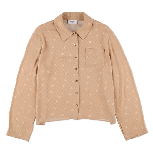 Celine Shirt Collar Blouse Triomphe Embroidery