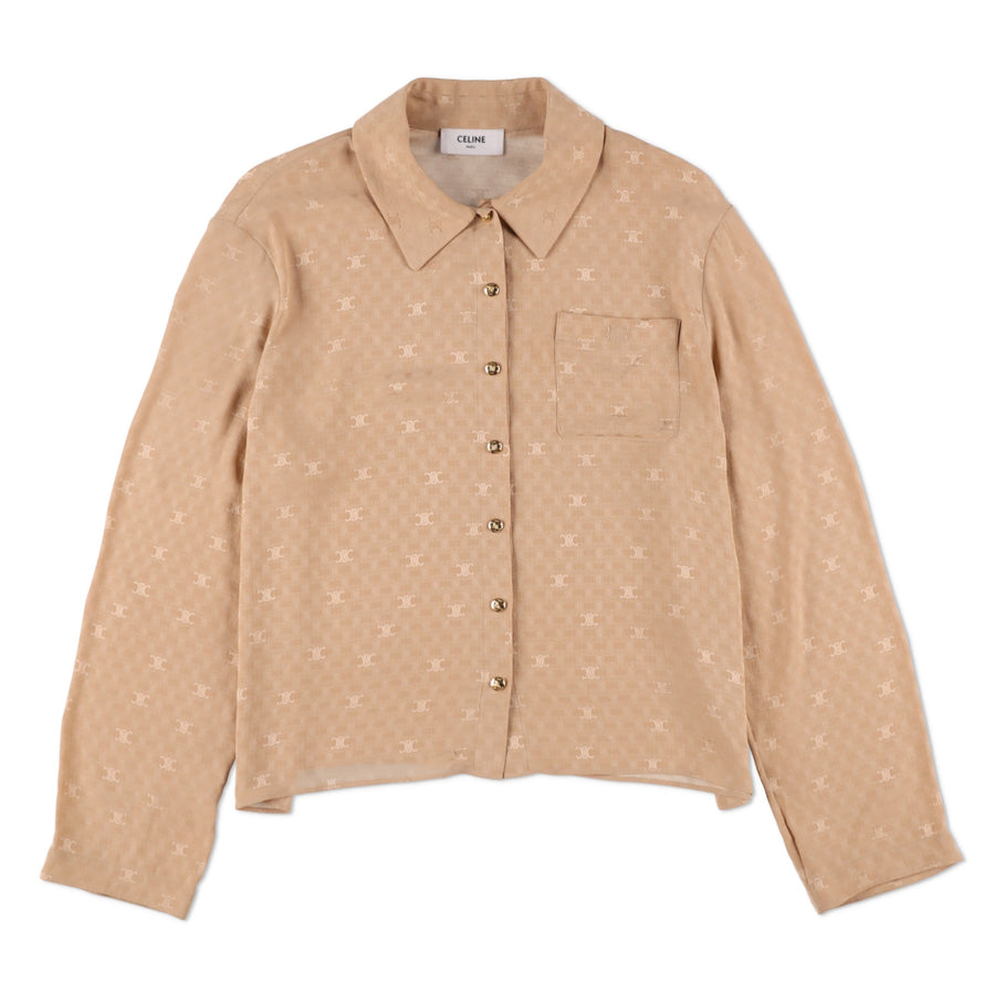 Celine Shirt Collar Blouse Triomphe Embroidery