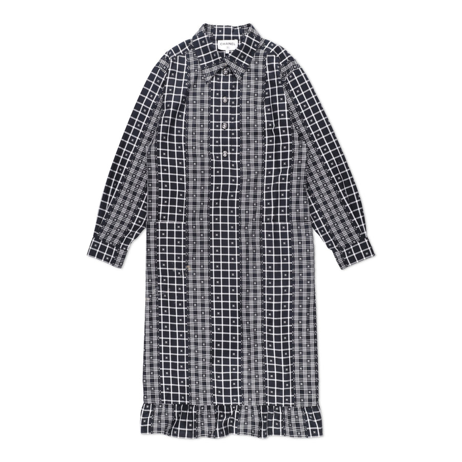 Chanel CC Logo Plaid Shirt Dress