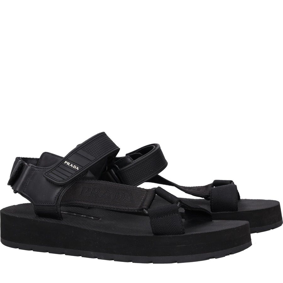 Prada Logo-Print Flat Sandals