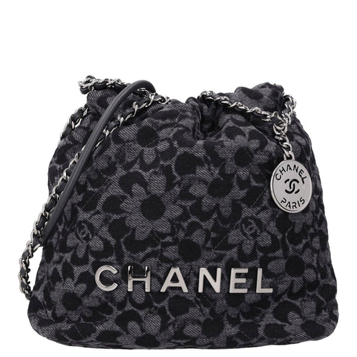 Chanel Denim Quilted Floral Print Mini Chanel 22