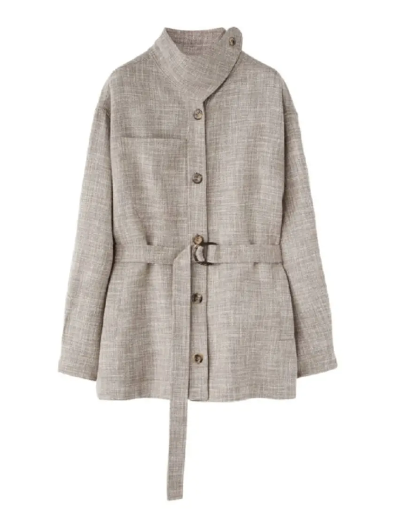 Loro Piana Ardian Salt & Pepper Button Collar Jacket