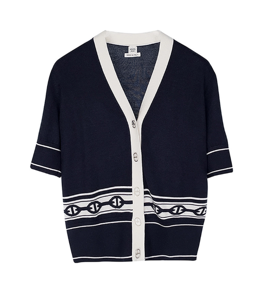 Hermès Chaîne d'Ancre Short-Sleeve Cardigan Top