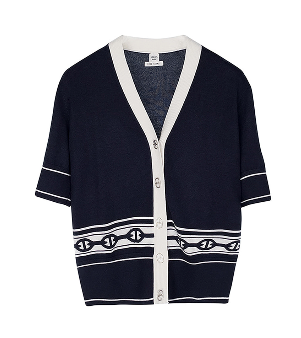 Hermès Chaîne d'Ancre Short-Sleeve Cardigan Top