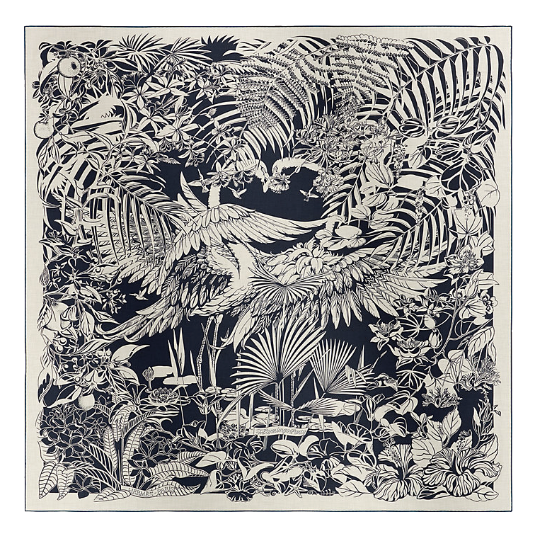 Hermès Flamingo Party Tattoo shawl 140