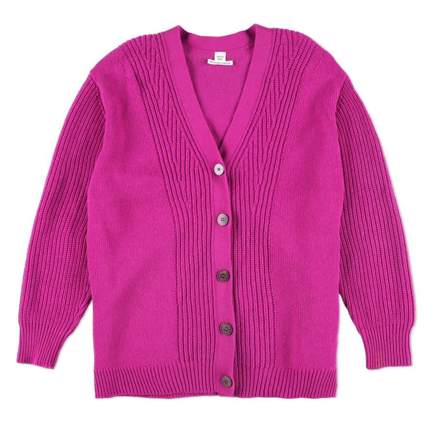 Hermès Textured Ribbed V-Neck 71 cms Long Cardigan