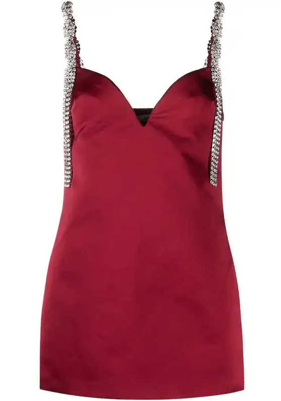 AREA Crystal-strap Mini Dress