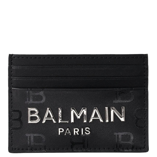 Balmain Monogram Embossed Leather Card Holder