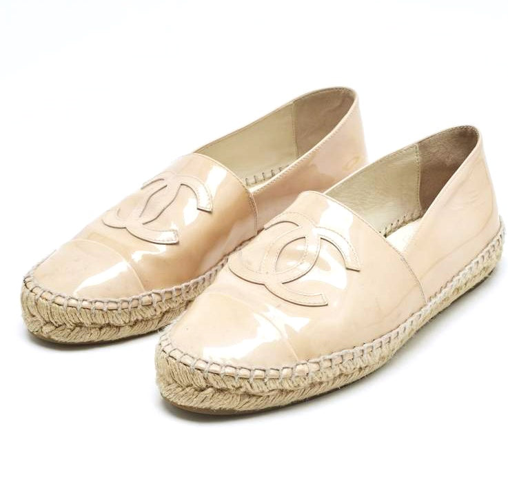 Chanel Beige Leather and Espadrille (rope sole) Shoes