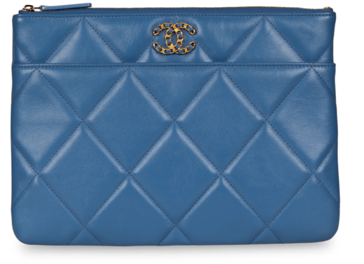 Chanel 19 Bright Blue Leather Flap Clutch