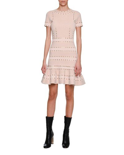 Alexander McQueen Chenille Rivet Knit Flounce Dress
