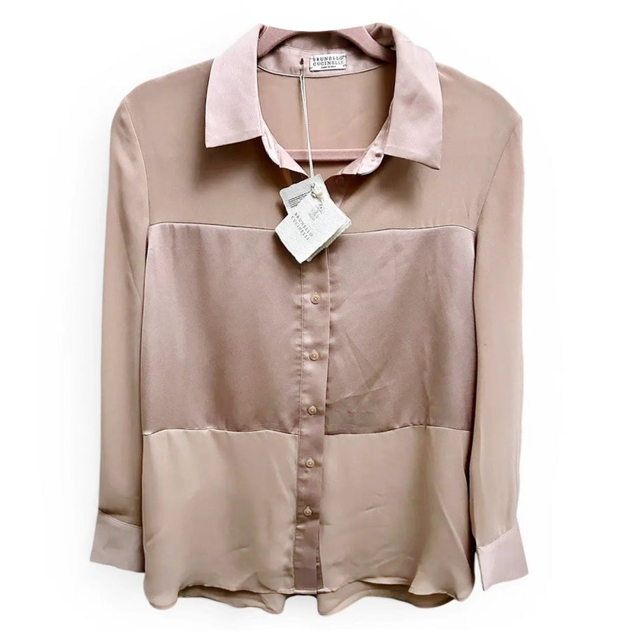 Brunello Cucinelli Beige/Pink Silk Shirts